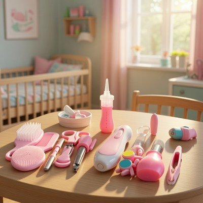 bébé trousse de toilette rose équipement