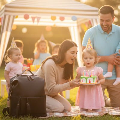 sac à langer à dos noir fête