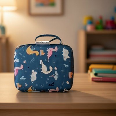 bébé trousse de toilette bleu océan sur bureau chambre 