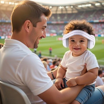 casque anti bruit bébé blanc bandeau au football