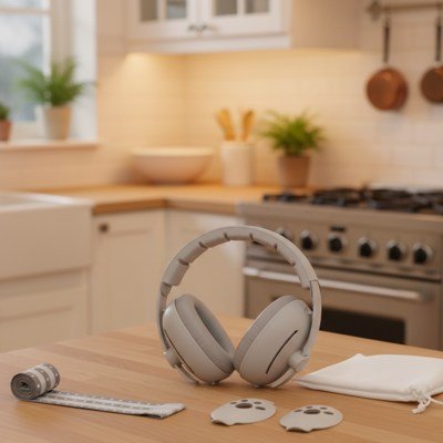 casque anti bruit bébé gris clair cuisine