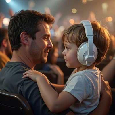 casque anti bruit bébé gris clair enfant cinéma avec papa