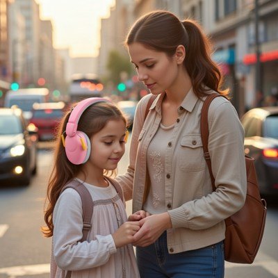 casque anti bruit bébé rose ville