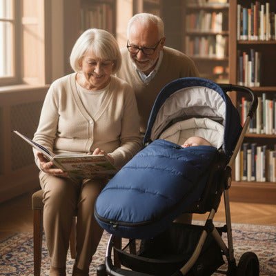 chancelière bébé bleu océan grands-parents bibliothèque