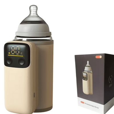 chauffe biberon nomade avec boite sur fond blanc