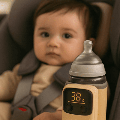 chauffe biberon nomade avec enfant dans voiture