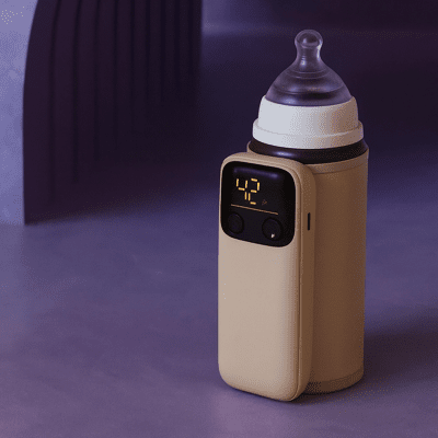 chauffe biberon nomade sur fond mauve