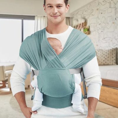 écharpe de portage verte pâle papa poupon