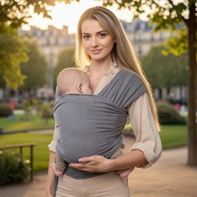 écharpe porte bébé gris chiné parc
