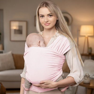 écharpe porte bébé rose tendre