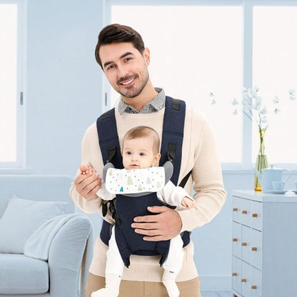 porte bebe naissance bleu ventral et son enfant