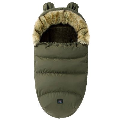 poussette chancelière vert kaki foncé fourrure