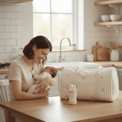 sac à langer bébé tulipe lapin maman cuisine