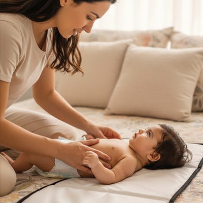 tapis à langer gris foncé maman bébé
