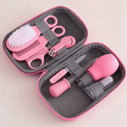 trousse de soin bebe en rotation bleu et rose