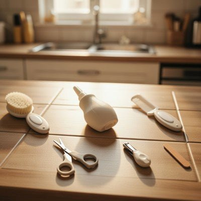 trousse de soin pour bébé kaki pièces