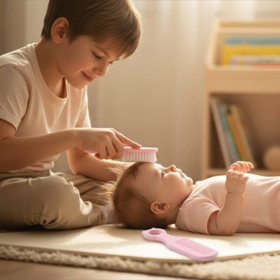 trousse de toilette bebe grand frère brosse rose cheveux bébé