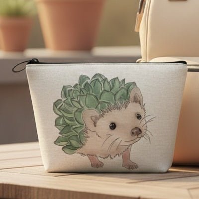 trousse toilette pour bébé hérisson feuilles vertes